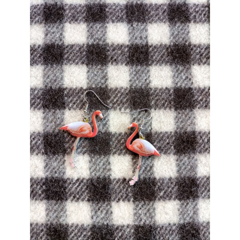 Boucles d'oreille Flamant