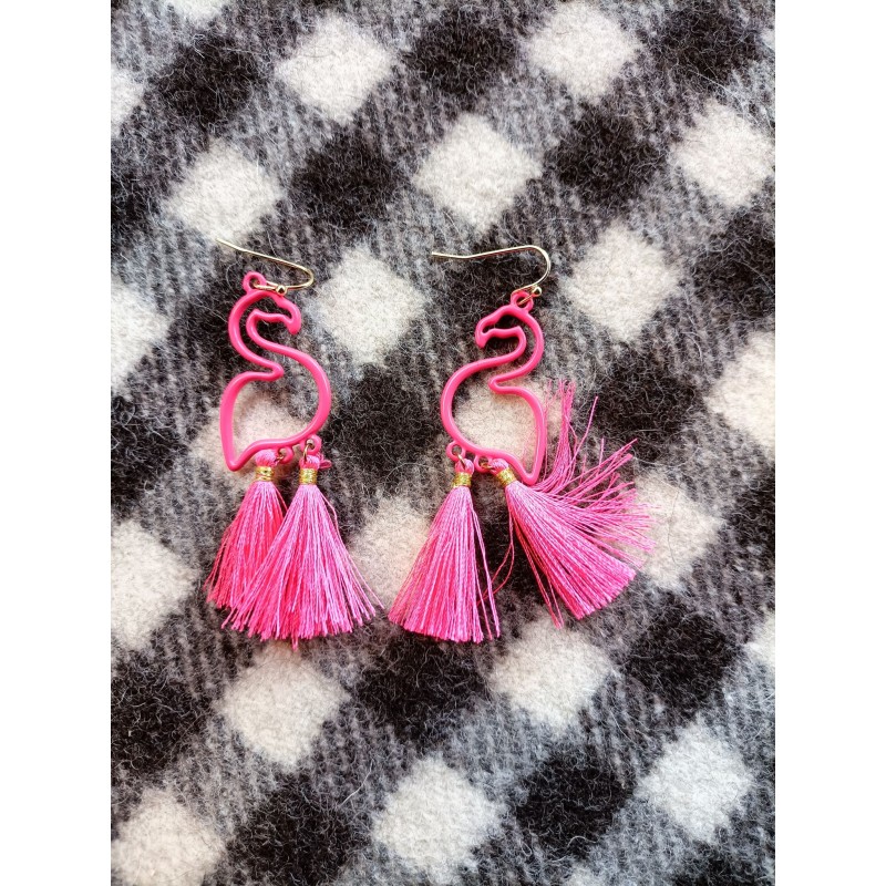 Boucle d'oreille Flamant Fuschia